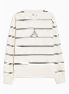 Topman Mens Off White And Black Embroidered Stripe Sweatshirt