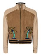 Topman Mens Topman Design Brown Palms Faux Suede Jacket