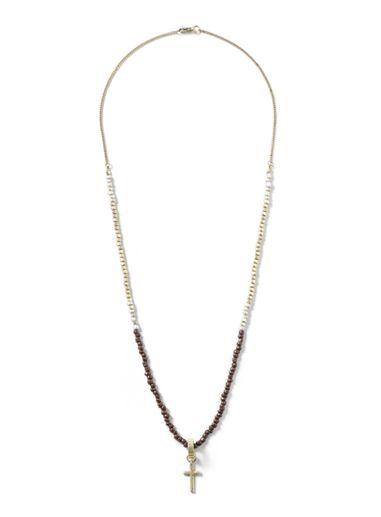 Topman Mens Gold Look Beaded Cross Necklace*