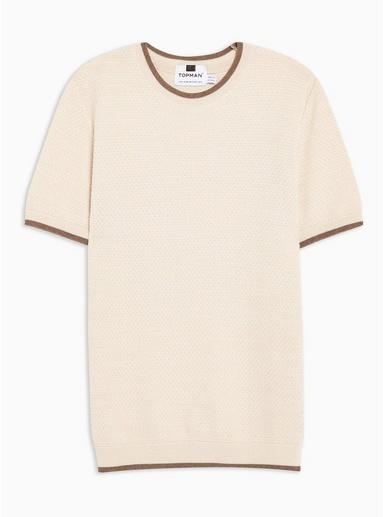 Topman Mens Cream Ecru Twist Textured Sweater