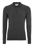Topman Mens Grey Charcoal Gray Muscle Fit Knitted Polo
