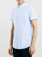 Topman Mens Blue Texture Short Sleeve Smart Shirt