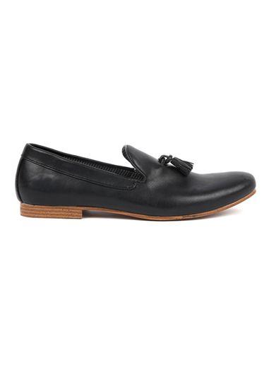 Topman Mens Black Faux Leather Tassel Loafers