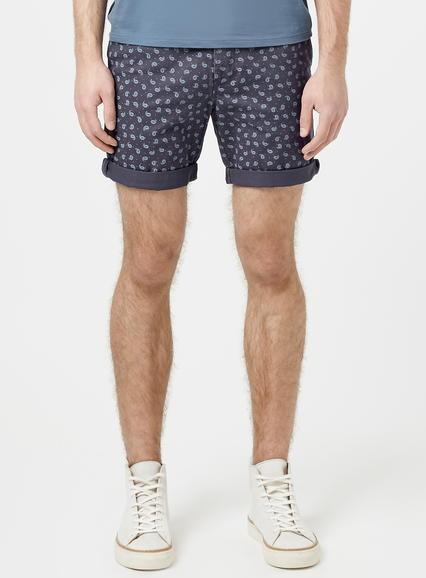 Topman Mens Navy Paisley Chino Shorts