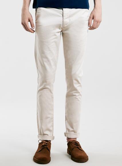 Topman Mens Grey Off White Stretch Skinny Chinos