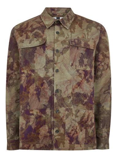 Topman Mens Khaki Camouflage Long Sleeve Overshirt