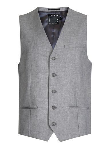 Topman Mens Grey Gray Skinny Fit Suit Vest