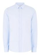 Topman Mens Light Blue Herringbone Premium Long Sleeve Shirt