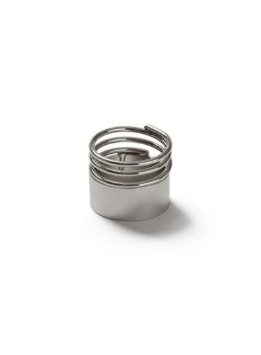 Topman Mens Silver Spiral Band Ring
