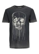 Topman Mens Black Charcoal Skull Embroidered T-shirt
