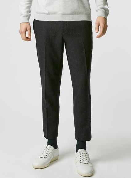 Topman Mens Grey Charcoal Wool Rich Skinny Fit Cropped Pants