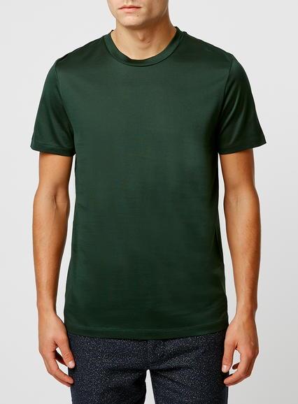 Topman Mens Premium Green Cotton T-shirt