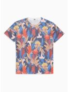 Topman Mens Multi Blue Floral Print T-shirt