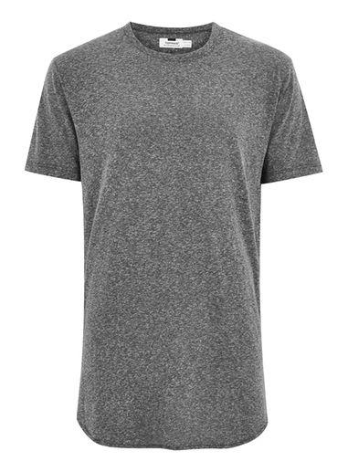 Topman Mens White Black Textured Longline T-shirt