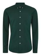Topman Mens Forest Green Muscle Oxford Long Sleeve Shirt