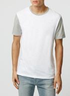 Topman Mens White Contrast Sleeve T-shirt
