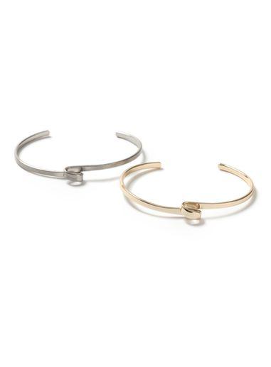 Topman Mens Silver Mixed Metal Cuff Bangle 2 Pack*