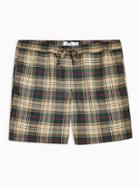 Topman Mens Navy Green, Red And Stone Check Pull On Shorts