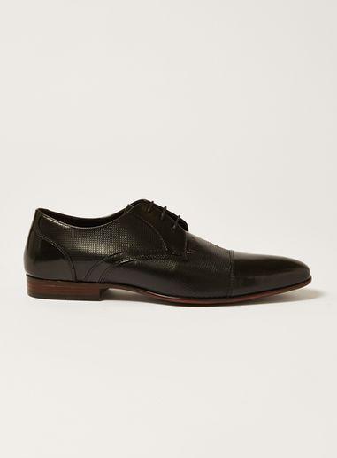 Topman Mens Black Leather Skinner Toecap Shoes