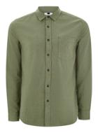 Topman Mens Green Herringbone Flannel Shirt