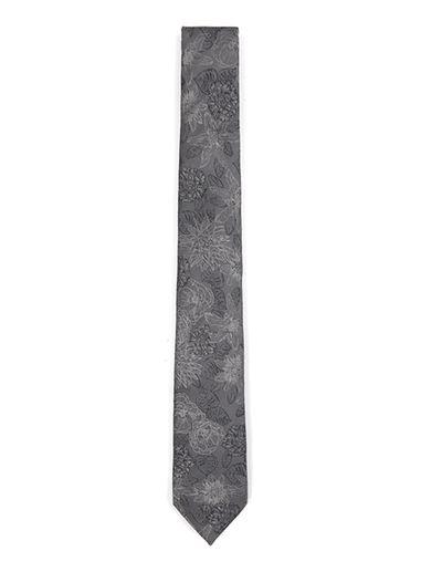 Topman Mens Grey Light Gray And Navy Floral Tie