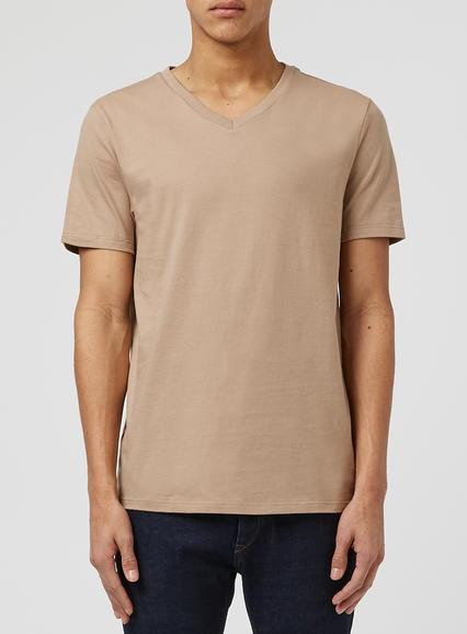 Topman Mens Light Brown Slim Fit V-neck T-shirt