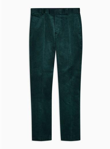 Topman Mens Green Corduroy Skinny Fit Suit Trousers