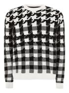Topman Mens White And Black Houndstooth Jumper
