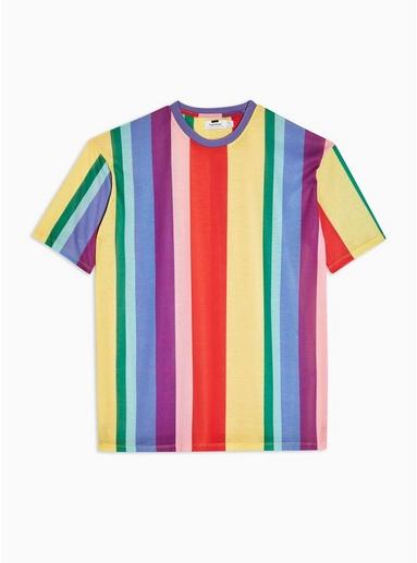 Topman Mens Multicoloured Rainbow Stripe T-shirt