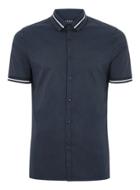 Topman Mens Navy And White Tipped Muscle Fit Shirt