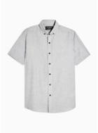 Topman Mens Grey Gray Turn Up Motif Stretch Skinny Shirt