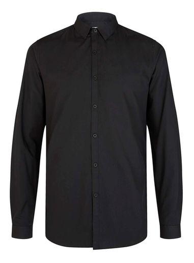 Topman Mens Black Slim Fit Dress Shirt
