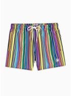 Topman Mens Multi Rainbow Stripe Print Swim Shorts