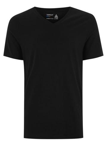 Topman Mens Black Slim V-neck T-shirt