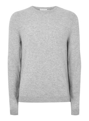Topman Mens Grey Light Gray Cashmere Sweater