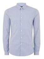 Topman Mens Blue And White Stripe Muscle Fit Shirt