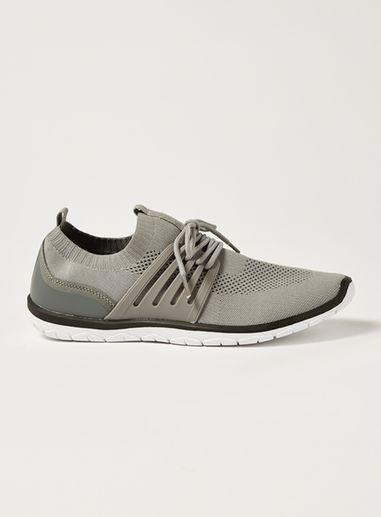 Topman Mens Grey Knit Drift Lace Up Sneakers