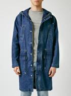 Topman Mens Blue Indigo Denim Parka