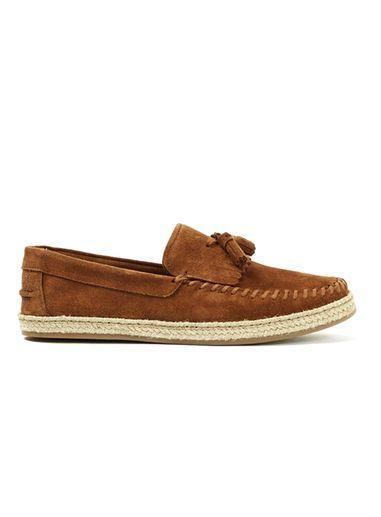 Topman Mens Brown Tan Suede Tassle Loafers