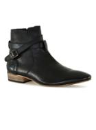 Topman Mens Brown Black Leather Buckle Boots