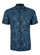 Topman Mens Blue Abstract Print Short Sleeve Casual Shirt