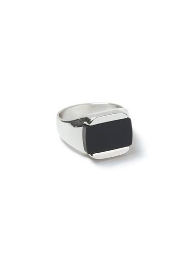 Topman Mens Black Silver Inlay Ring*