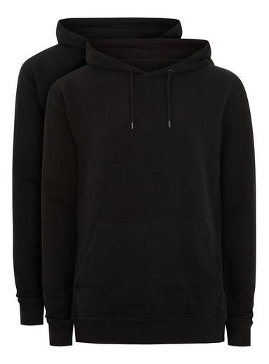 Topman Mens Black Hoodie 2 Pack*