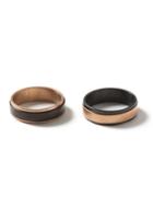 Topman Mens Rose Gold Look And Black Spinner Ring Pack*
