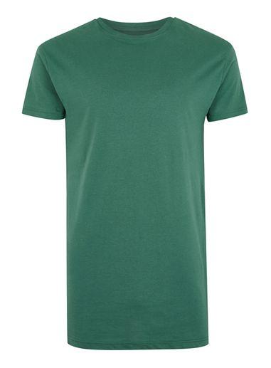 Topman Mens Green Longline Muscle Fit T-shirt