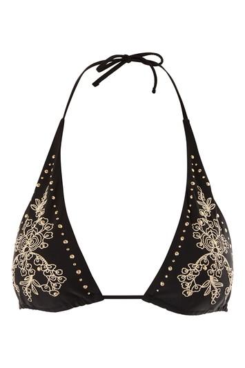 Topshop Studded Embroidered Triangle Bikini Top