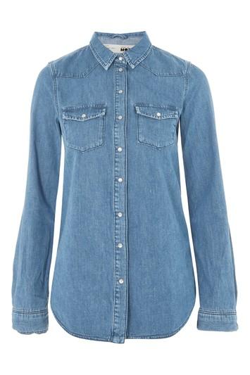Topshop Tall Fitted Western Denim Shirt
