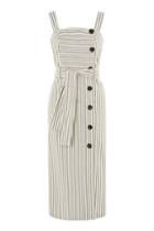 Topshop Striped Midi Pinafore Dress