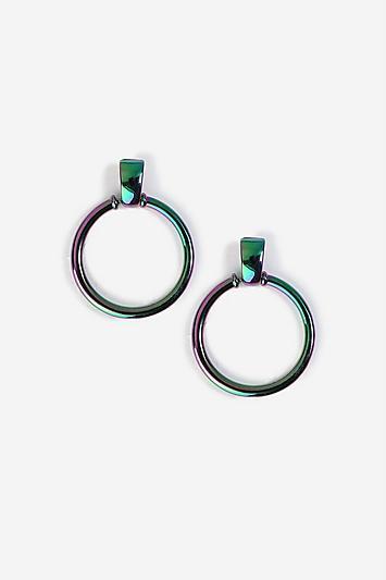 Topshop *petrol Knocker Hoop Earrings