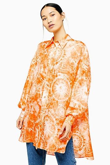 Topshop *silk Tie Dye Shirt By Boutique